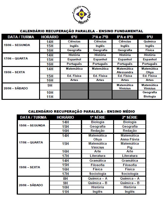 Comunicado de andamento do 2º Bimestre 2